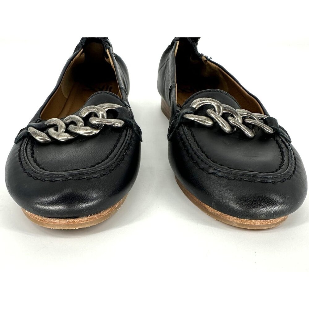 Söfft Kadyn Black Leather Chain Link Round Toe Slip On Ballet Loafer Flat Size 8 - Picture 7 of 10